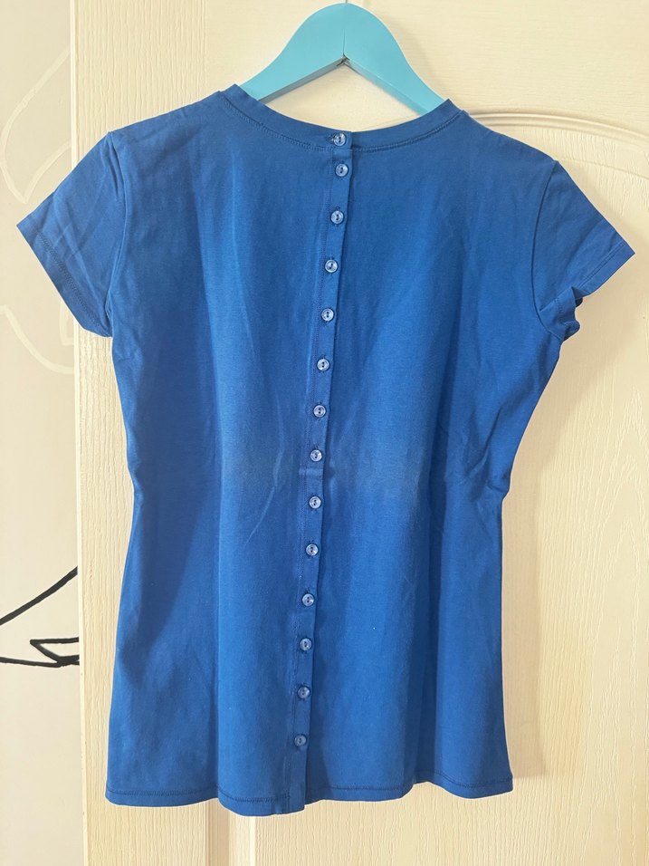 Mavi simli  Baskılı Kısa Kollu tshirt - Görsel 4