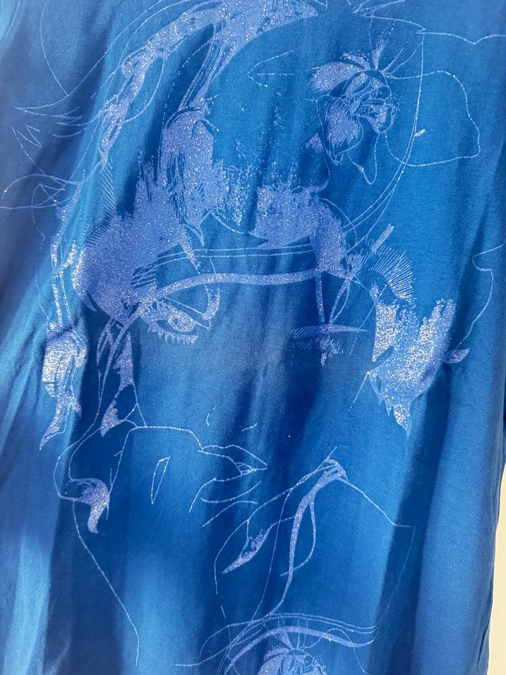 Mavi simli  Baskılı Kısa Kollu tshirt - Görsel 2