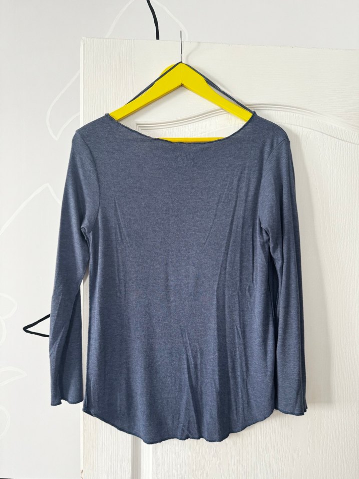 Mavi Uzun Kollu pamuklu tshirt - Görsel 2