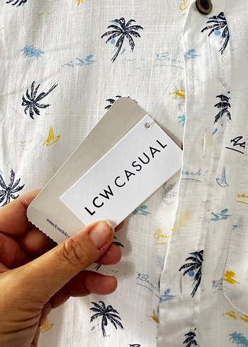 Erkek Beyaz Kısa Kollu Desenli Gömlek - Görsel 4