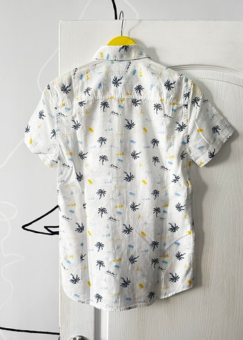 Erkek Beyaz Kısa Kollu Desenli Gömlek - Görsel 2