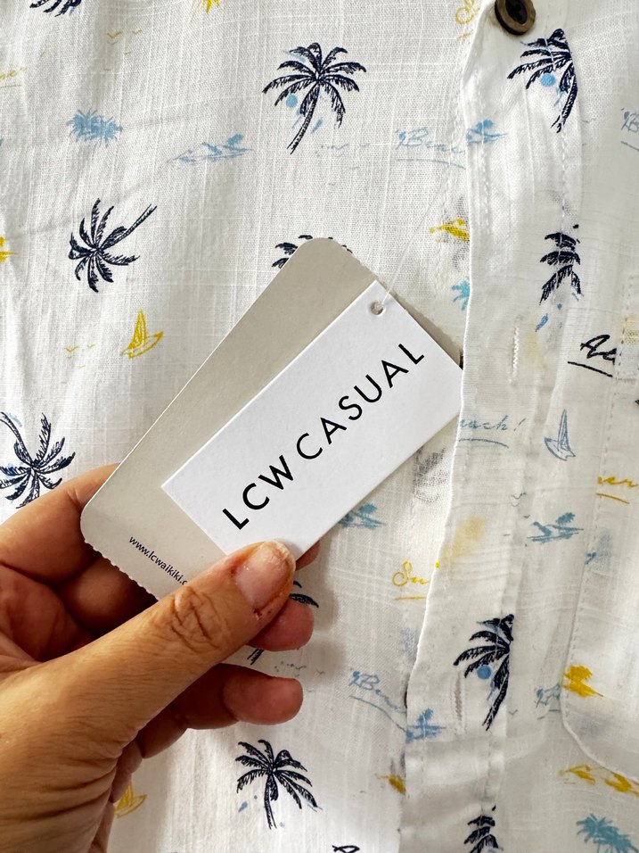 Erkek Beyaz Kısa Kollu Desenli Gömlek - Görsel 4