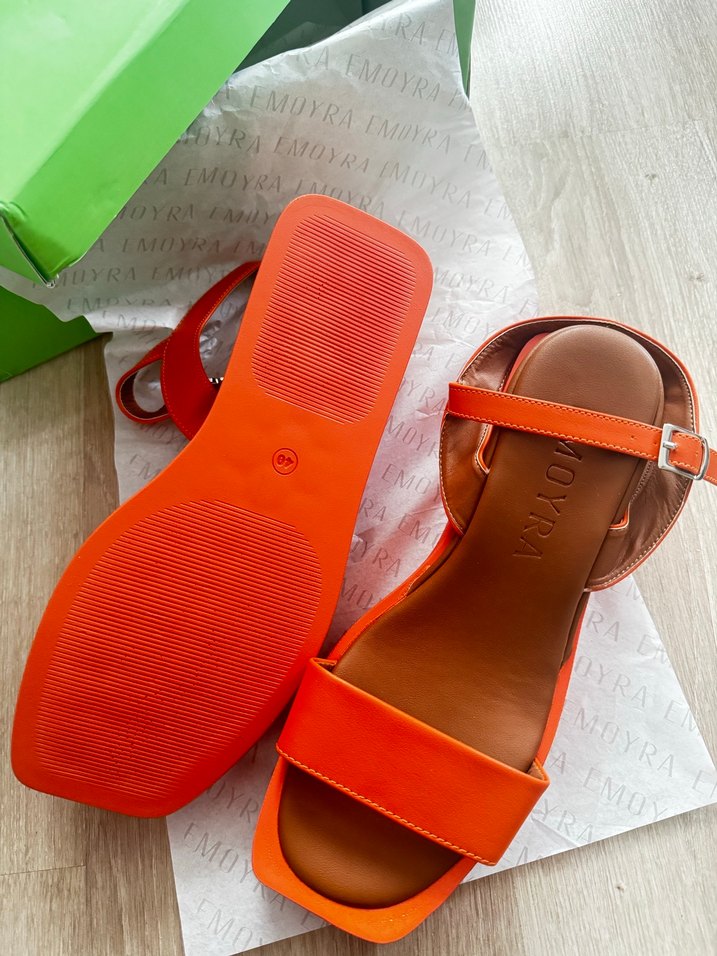 Özel üretim- Turuncu Platform Topuklu Kadın Sandalet - Görsel 2