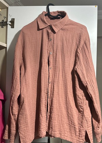 Pembe Düğmeli Müslin Kadın Gömlek