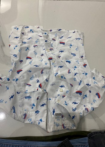 12-18 Ay Beden Toplu satış erkek Çocuk Gri Denim Kısa Kollu Gömlek