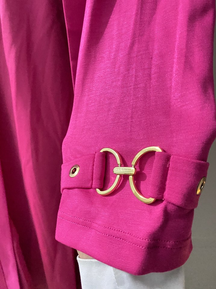 Pembe Parlak Uzun Kadın hırka Defrina - Görsel 4