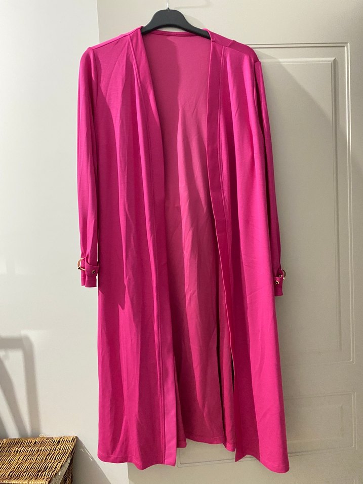 Pembe Parlak Uzun Kadın hırka Defrina - Görsel 2