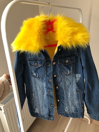 s Beden sarı Renk içi kürklü kot ceket