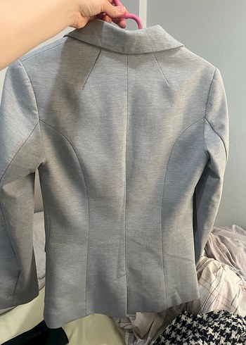 xs Beden Gri Düğmeli Kadın Blazer Ceket