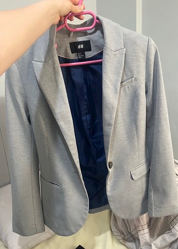 H&M Gri Düğmeli Kadın Blazer Ceket