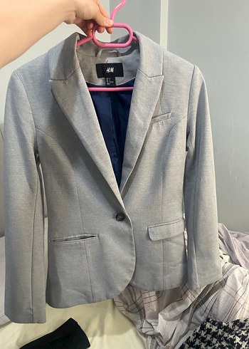 Gri Düğmeli Kadın Blazer Ceket