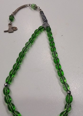 Kehribar Parlak Yeşil Minimalist Erkek Tesbih - Görsel 4