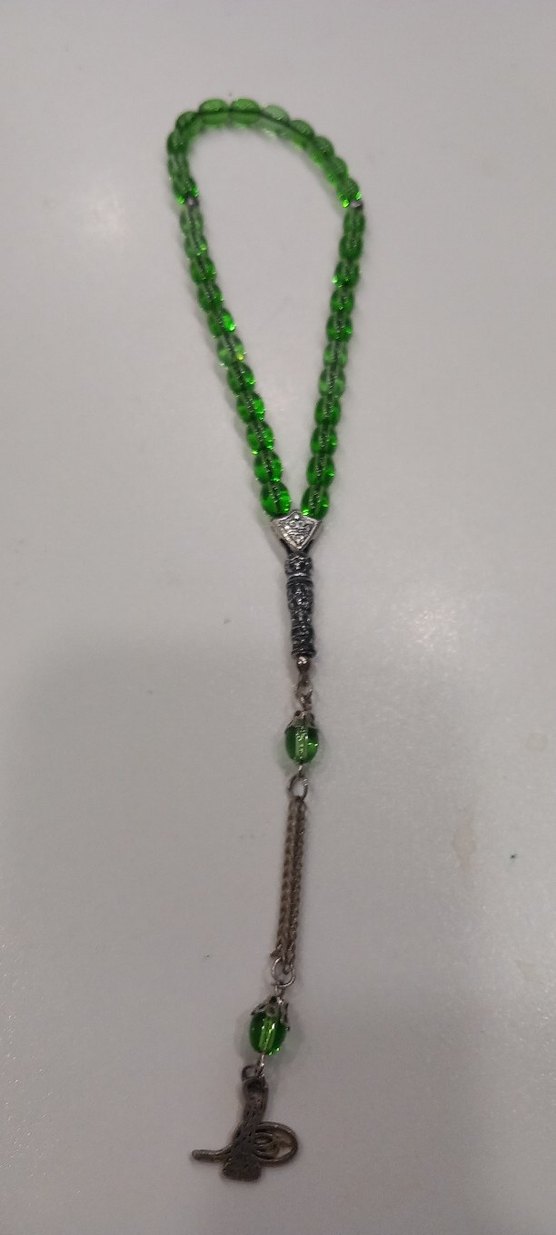 Kehribar Parlak Yeşil Minimalist Erkek Tesbih - Görsel 3