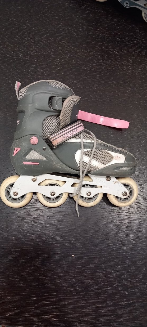 Gri pembe Kız Kaykay Patenler. silikon tekerlekli,  ayarlanır - Görsel 2