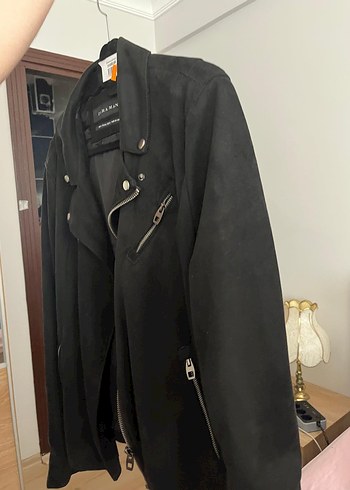 Zara Man Siyah Süet Biker Ceket - Görsel 3