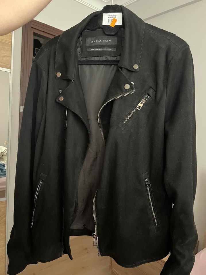 Zara Man Siyah Süet Biker Ceket - Görsel 2