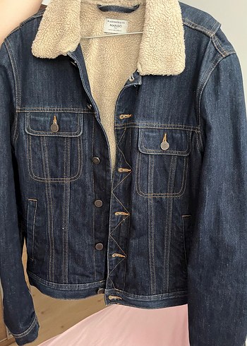 Erkek Lacivert Düğmeli Kürklü Denim Ceket - Görsel 2