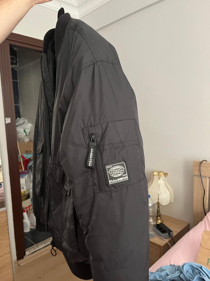 Siyah Fermuarlı Erkek Bomber Sokak Stili Ceket - Görsel 3