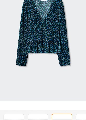 Mavi Pilili V Yakalı Uzun Kollu Bluz - Görsel 2