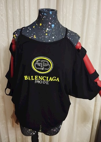 Siyah Balenciaga Baskılı Kısa Kollu  Tişört - Görsel 5