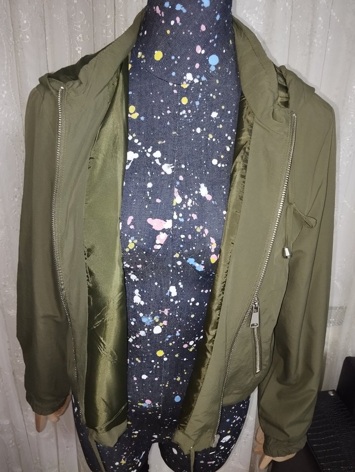 Kadın Haki Fermuarlı Rahat Ceket - Görsel 4