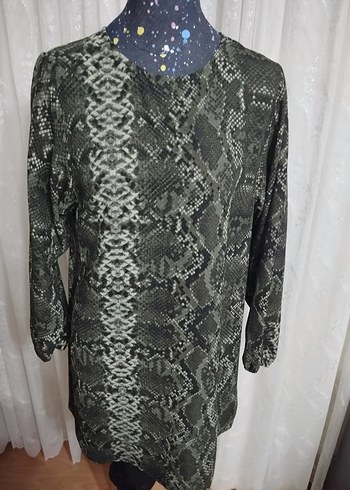 yeşil Yılan Desenli Tunik kısa elbise - Görsel 3