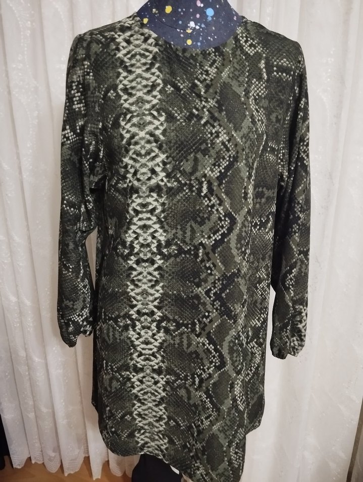 yeşil Yılan Desenli Tunik kısa elbise - Görsel 2