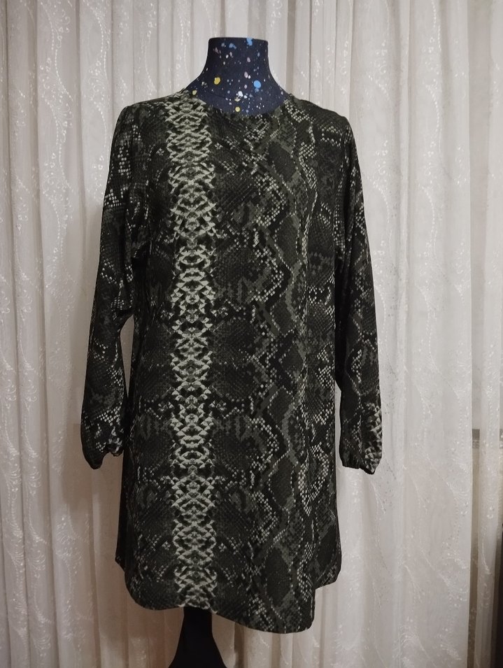 yeşil Yılan Desenli Tunik kısa elbise - Görsel 4