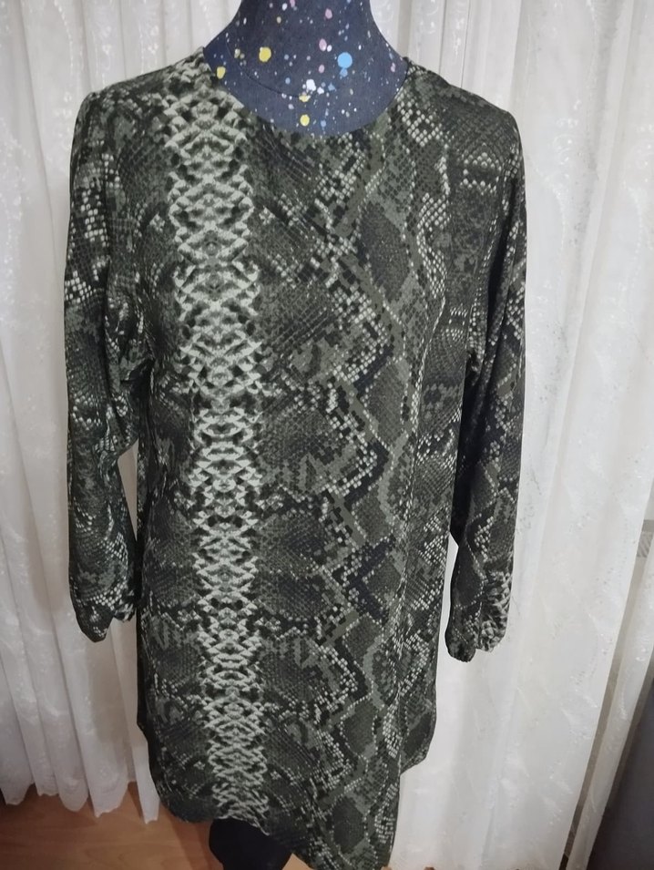 yeşil Yılan Desenli Tunik kısa elbise - Görsel 3