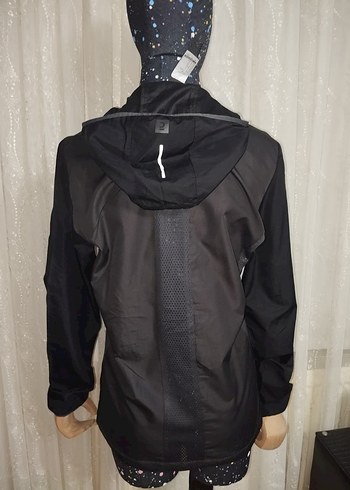 Siyah Fermuarlı fileli Midi Ceket - Görsel 2