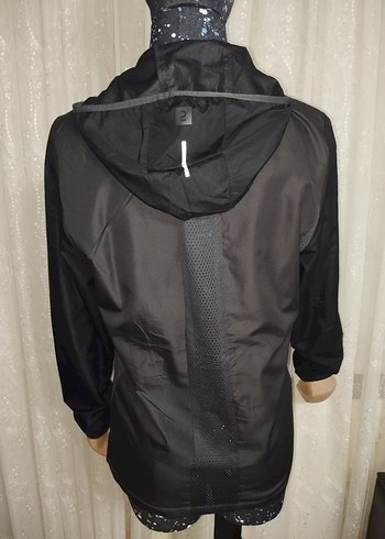 Siyah Fermuarlı fileli Midi Ceket - Görsel 5