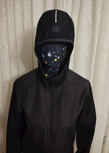 Siyah Fermuarlı fileli Midi Ceket - Görsel 4