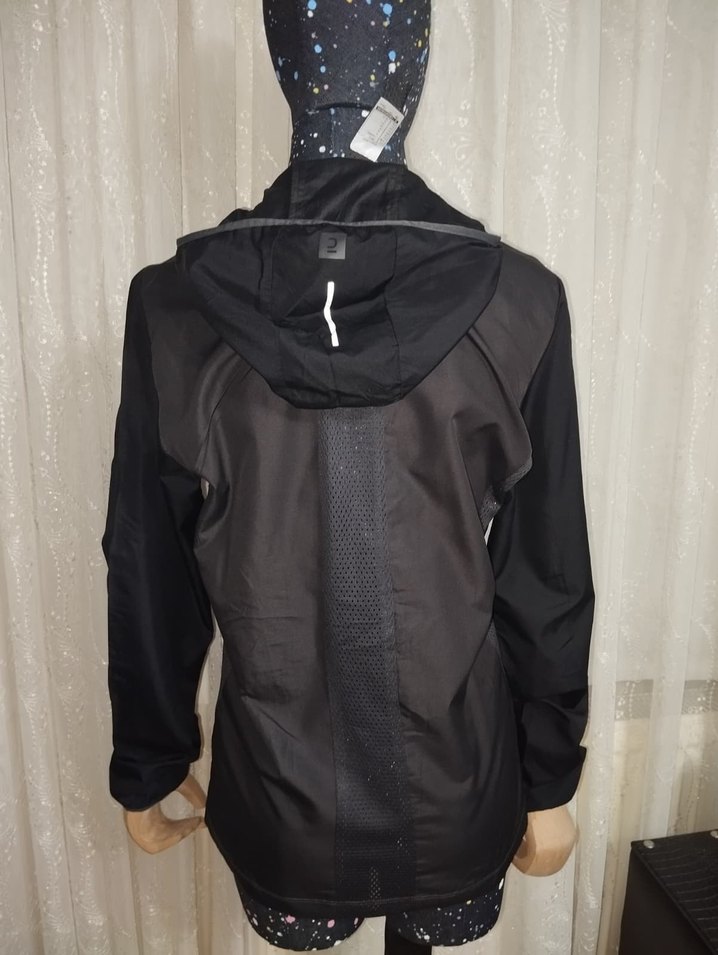 Siyah Fermuarlı fileli Midi Ceket - Görsel 2