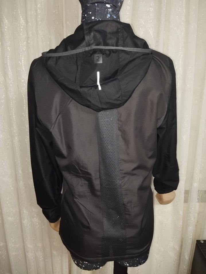 Siyah Fermuarlı fileli Midi Ceket - Görsel 5