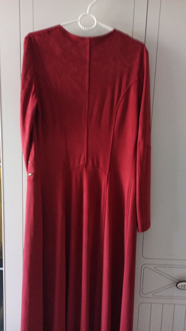 Bordo Süet Uzun Kollu Kadın trençkot ceket - Görsel 4