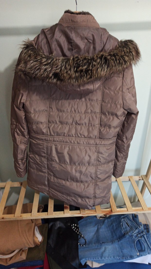 vizon kapşonlu Kadın Kışlık Mont - Görsel 5