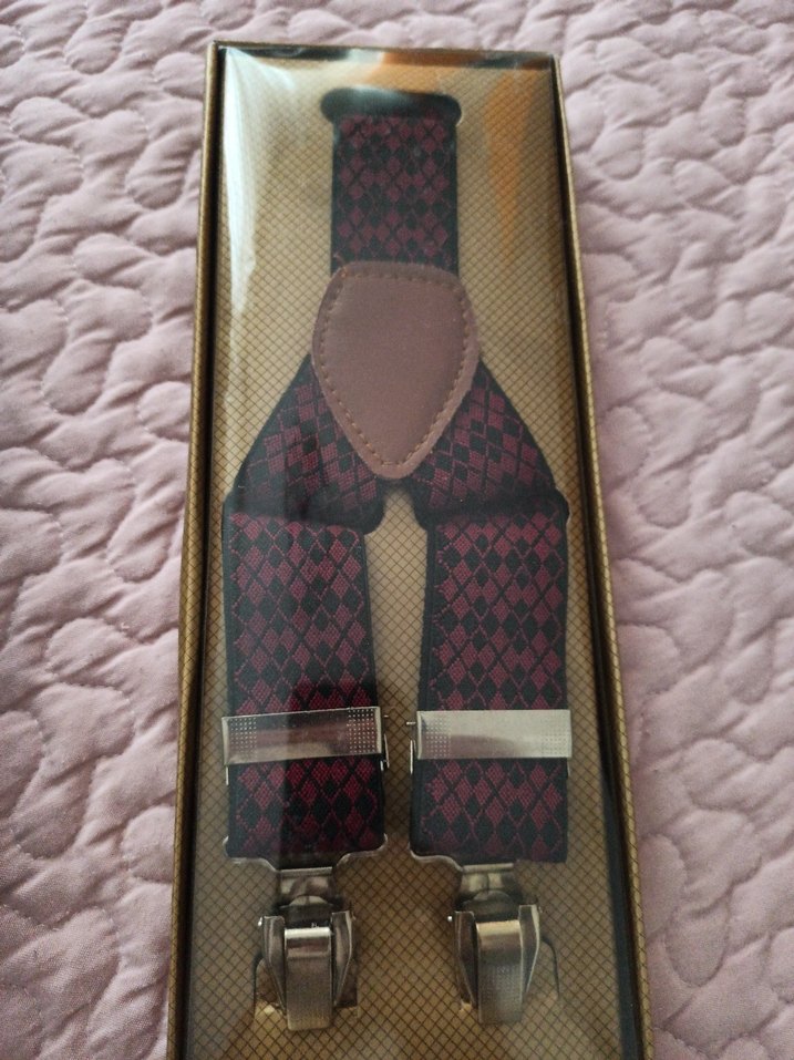 Bordo Vintage Erkek Askısı - Görsel 2