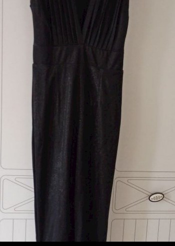 Kadın Siyah Pilili V Yaka abiye tulum - Görsel 5