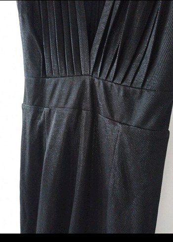 Kadın Siyah Pilili V Yaka abiye tulum - Görsel 6