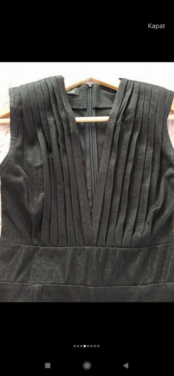 Kadın Siyah Pilili V Yaka abiye tulum - Görsel 2