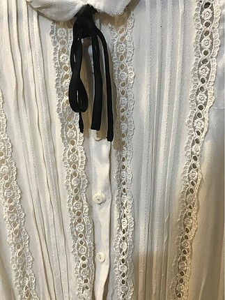 H&M Vintage 36 Beden Kırık Beyaz Elbise