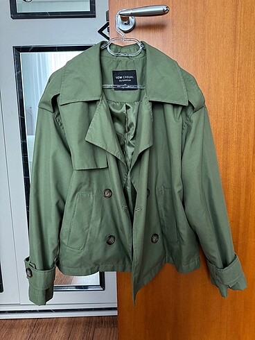 Yeşil oversize trençkot