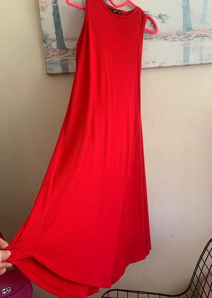 Yazlık kırmızı elbise - Görsel 3