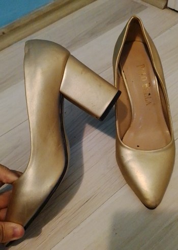 37 Beden altın Renk Altın Parlak Stiletto Kadın Ayakkabı