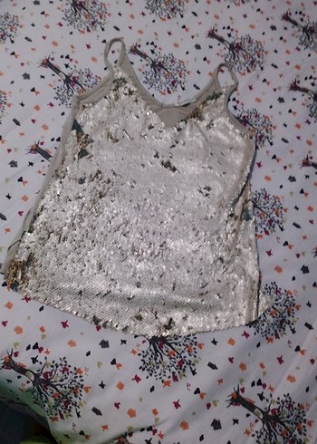 Topshop Payetli Çok Renkli Askılı Kadın Bluz