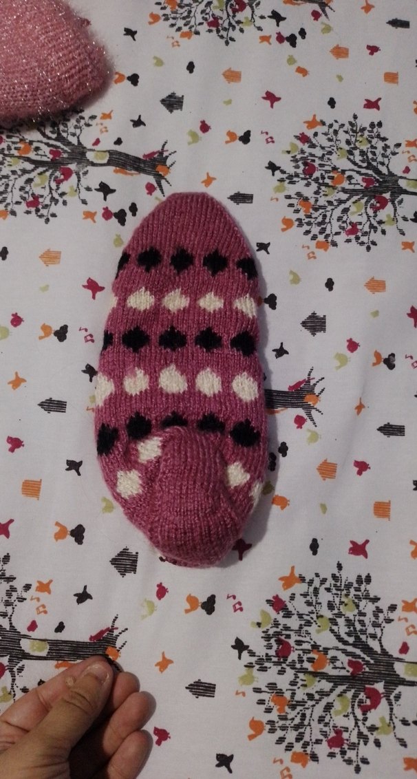 Bordo Nakışlı Kız Çocuk Örgü Ev Terliği - Görsel 3