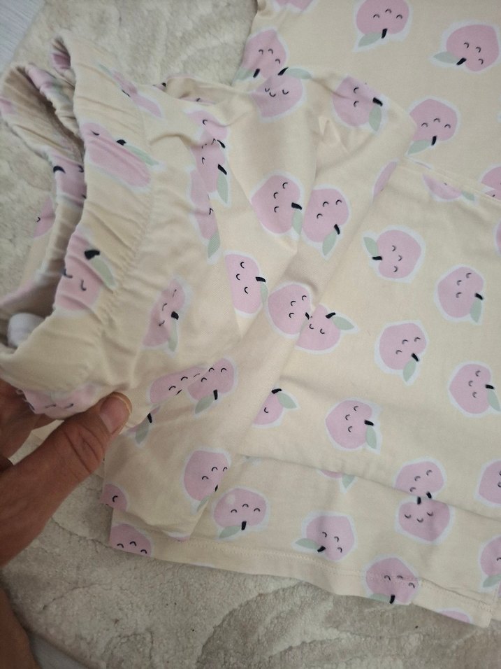 Pembe Desenli Kısa Kollu Midi Kadın Pijama Takımı - Görsel 2