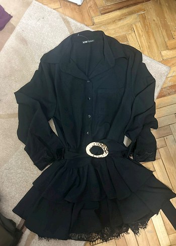 L beden gold kemerli Mini Elbise - Görsel 2