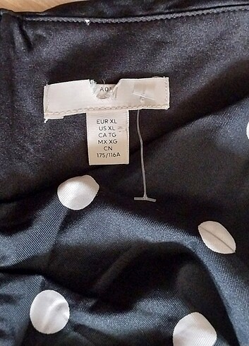 H&M XL beden puantiyeli büzgülü elbise