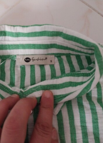 Fashionsak S beden çizgili crop gömlek
